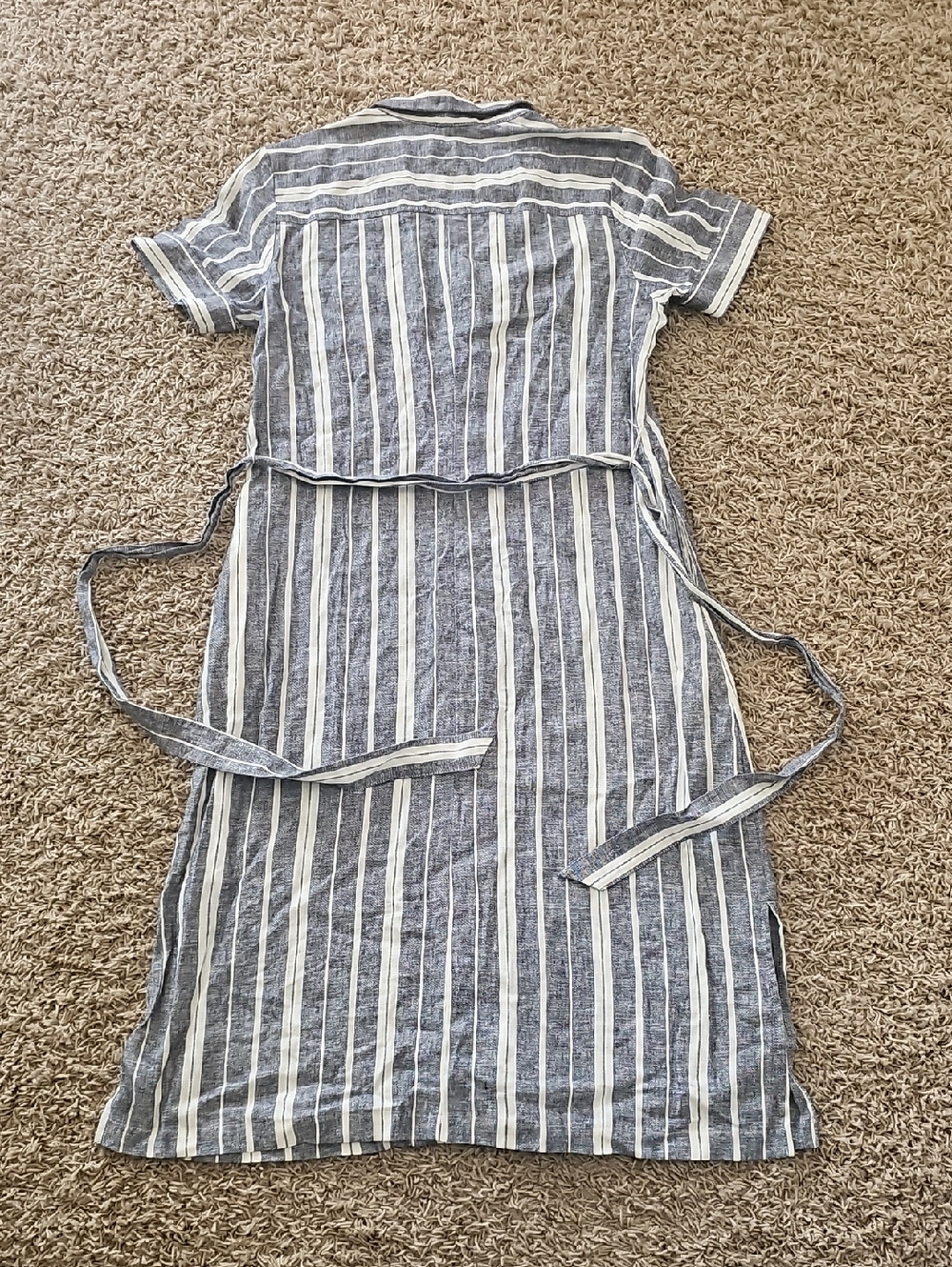 NWT Banana Republic Linen Dress Midi Button Up Collar 10 Striped - Picture 9 of 9